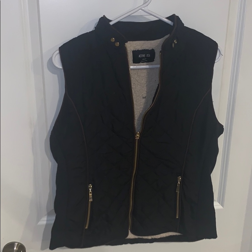 Black Sherpa Puffer Vest
